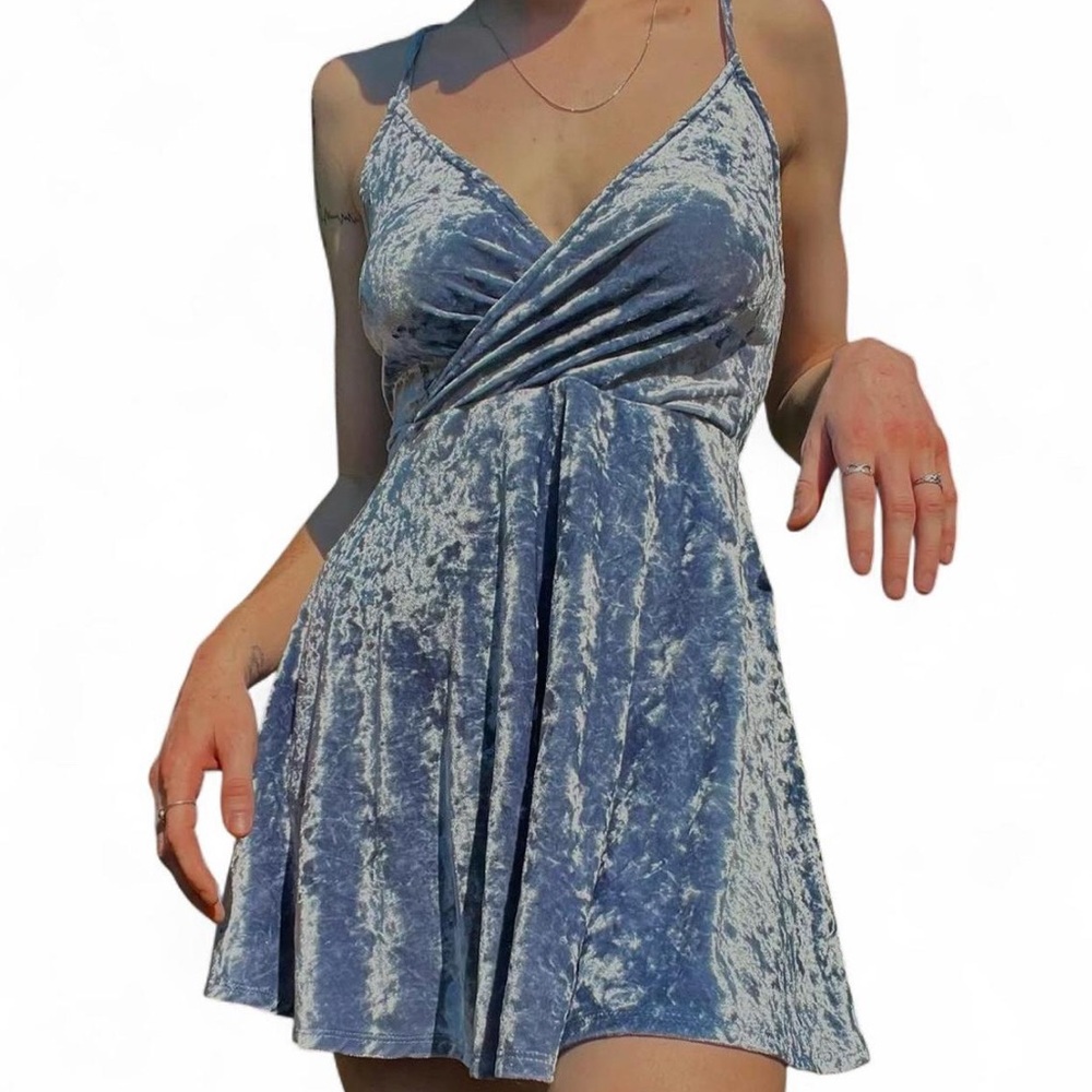 love, Fire Blue and White Mini Dress